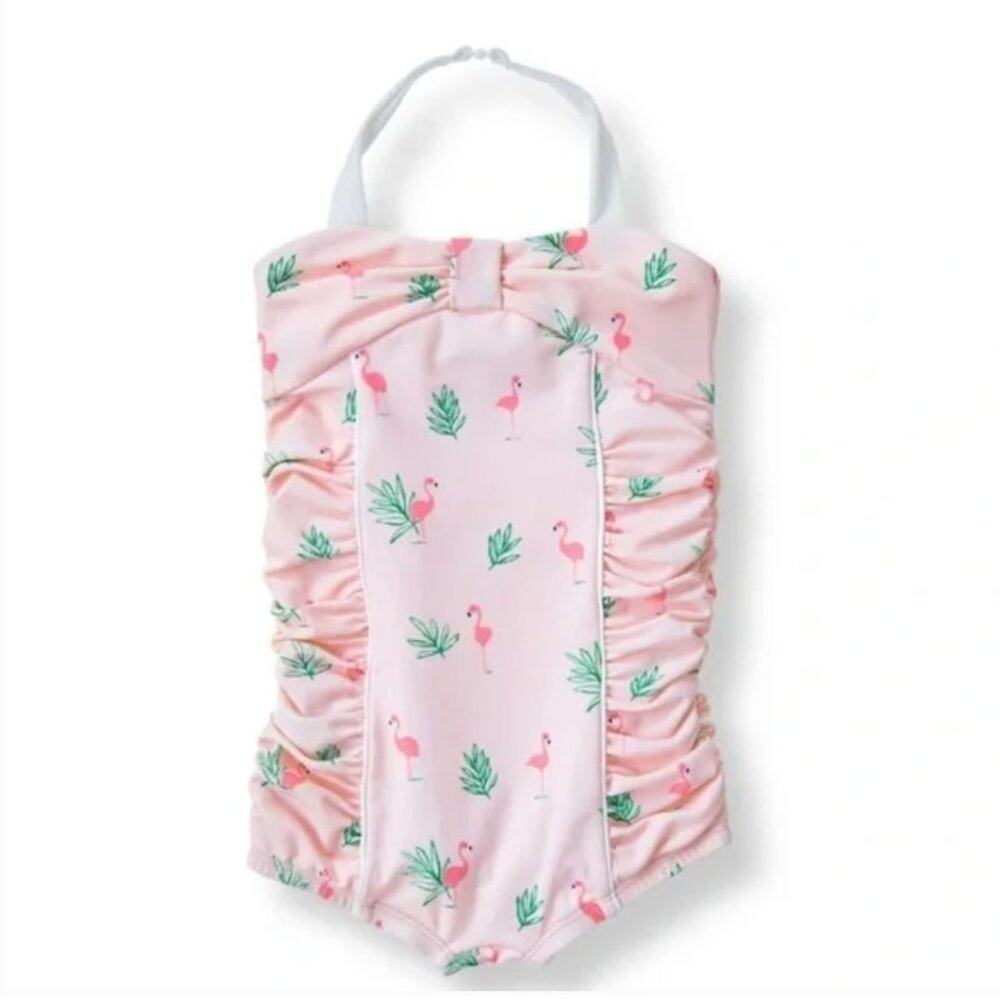 Janie and Jack Paradise Palms Flamingo Print One Piece Swimsuit Girls Size 2T